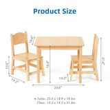 OOOK Solid Wooden Kids Table and Chair Set, Stable and Sturdy, Toddler Table and 2 Chairs Set for Arts, Crafts, Reading, Preschool, Kindergarten, Playroom OOOK