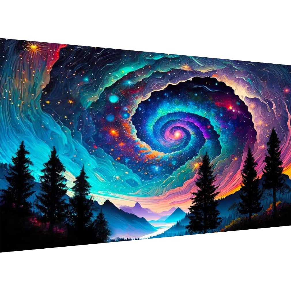 pchmcu 5D Diamond Painting Mountain,Diamond Painting Galaxy Kits for Adults,DIY Full Drill Crystal Rhinestone Arts and Crafts,Gem Art Paints with Diamond Home Wall Decor 27.5 X 15.7inch pchmcu