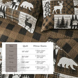 3 Piece Cabin Full/Queen Quilt Sets Farmhouse Rustic Reversible Microfiber Soft Lightweight Bedspread Coverlet with 2 Shams Patchwork Country Lodge Bedding Quilts Set for All Season, 90''x96'', Brown Tritard