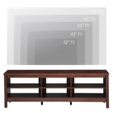 WAMPAT Farmhouse TV Stand for 75 inch TV, Wood Entertainment Center for 80 inch TV Console Table with 6 Storage Cubby for Living Room & Bedroom, 70 inch, Brown WAMPAT