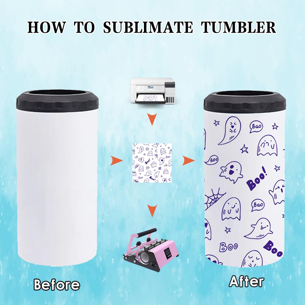 ZREGGUR 16 oz 12pack 4-in-1 Can Cooler Slim Sublimation Tumbler blank, Double Stainless Steel Vacuum Insulated for Hot and Cold Beverages, Standard Can, Beer Bottle and Insulated Mugs ZREGGUR