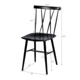 COSTWAY Dining Chair Set of 2, Farmhouse Windsor Chairs Dining Room Chairs with Spindle Back and Sturdy Metal Construction, Kitchen Side Chairs for Living Room Restaurant, Black (Height 17'') COSTWAY