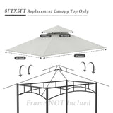 COVBOARD Grill Gazebo Replacement Top, 5 * 8 Outdoor BBQ Gazebo Top Cover, Double Layer BBQ Gazebo Top Canopy for Model #L-GG001PST-F(Gary) COVBOARD