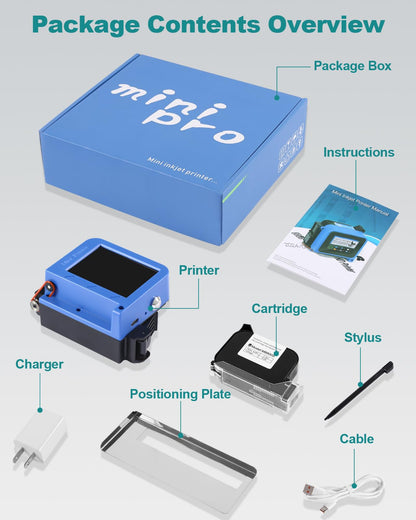 Portable Mini Handheld Inkjet Printer M15 for All Surfaces with Black Fast-Drying Ink Cartridge, 2.8'' Touch Screen Compact Coding Machine for Text, Date, Time, Barcode, Logo, QR Code, Batch Number