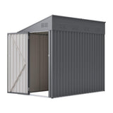 4x7 FT Lean-to Metal Storage Shed with Single Lockable Side Door, Sloping Roof Galvanized Steel Outdoor Tool Shed for Garden, Patio & Backyard Storage Mulinsonfly