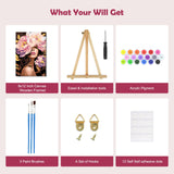 MOGTAA Flowers Girls Paint by Numbers Kit for Adults Beginners with Frame, Adult Paint by Number Kits on Canvas with Easel, Easy DIY Oil Painting Kits for Home Decor, 8x12in MOGTAA