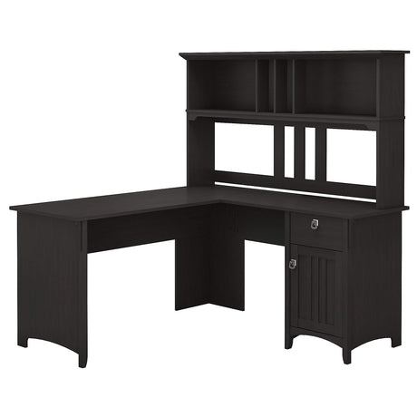 Bush Furniture Salinas L Shaped Desk with Hutch in Vintage Black | Corner Table with Drawers and Storage for Home Office Bush Business Furniture