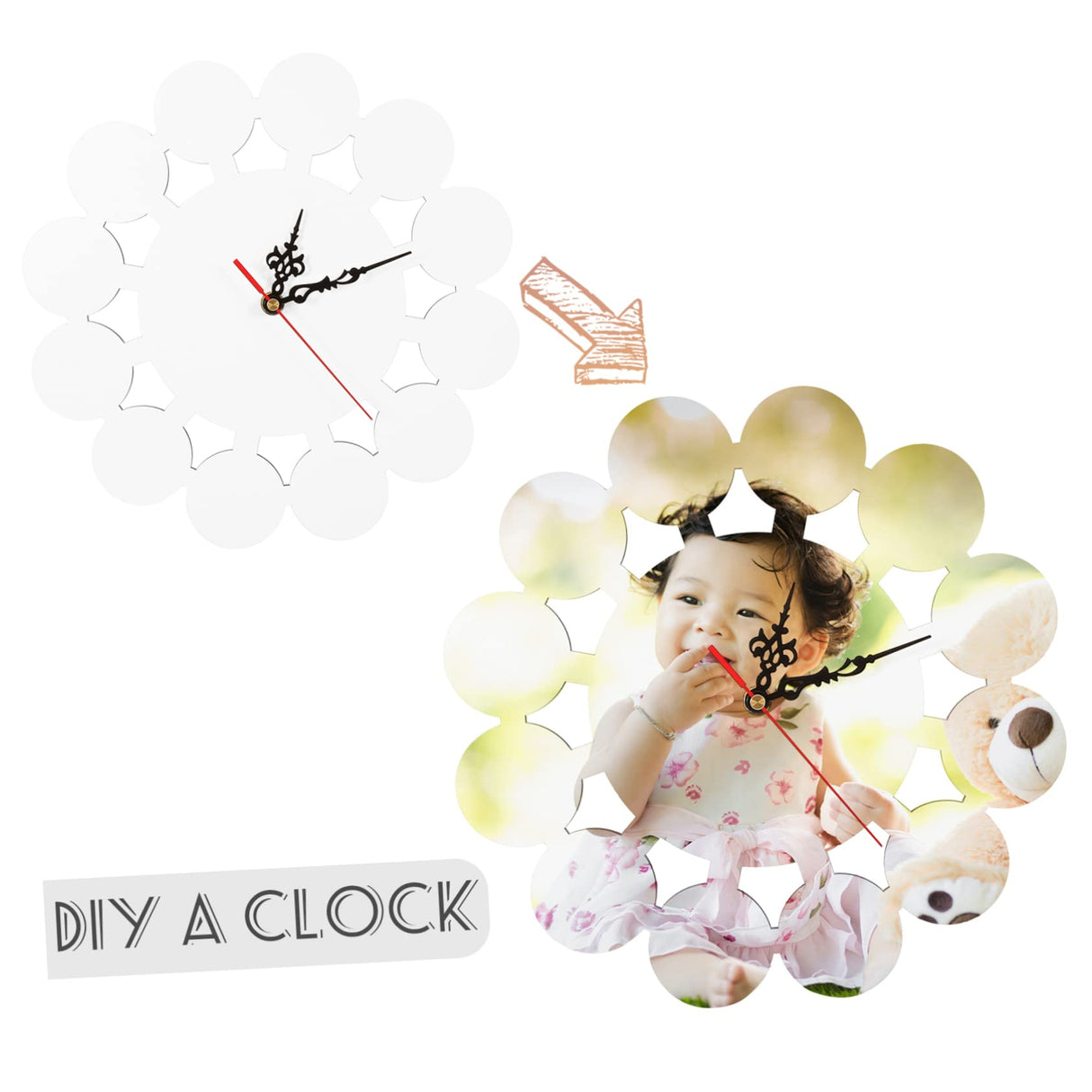 EXCEART Retro Wood Wall Clock - Silent Mechanical Clock, DIY Decorative Brown Clock, 11.40X11.40X1 inches, Battery Powered, for Bedroom EXCEART