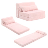 Tiita Folding Sofa Bed with Pillow Single Size Mattress&Plush Fabric with Portable Storage Bag,Floor Lounger Chair Bed for Living Room,Guest Room,Dorm,Apartment,Upstairs Loft,Home Office,Pink Tiita