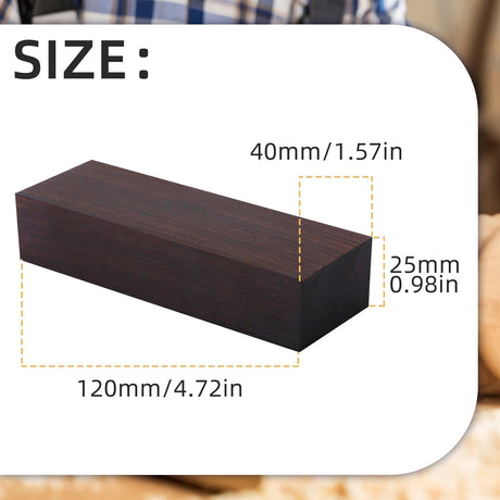 2Pcs Black Ebony Wood, 4.72 x 1.57 x 0.98 Ebony Wood Lumber Handle Plate for Music Instruments DIY Tools, Black Ebony Lumber Original Wood Timber for Wood Turning Blanks Flylin