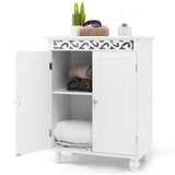 Tangkula Classic White Bathroom Storage Cabinet with Adjustable Shelf and Solid Wood Legs Tangkula