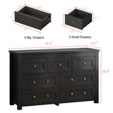 Wodeer Black 7 Drawers Dresser for Bedroom,Wood Farmhouse Storage Chest of Drawers, Dresser with Metal Handles,Dressers Organizer for Bedroom, Living Room,Hallway,Nursery,Black Wodeer
