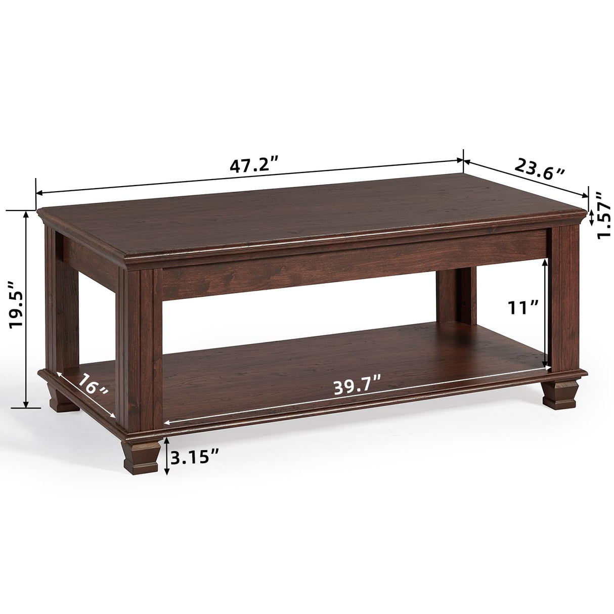 SAVOR LIFE Farmhouse Coffee Tables for Living Room,Square Living Room Tables with Open Storage Shelf,Large Modern Coffee Table,Rustic Brown Center Table,Walnut SAVOR LIFE