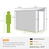 Outsunny 4' x 7.7' Metal Outdoor Storage Shed, Lean to Storage Shed, Garden Tool Storage House with Lockable Door and 2 Air Vents for Backyard, Patio, Lawn, Light Gray Outsunny