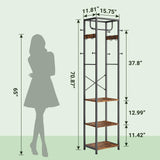 ELYKEN Coat Rack Freestanding, Hall Tree with 3 Storage Shelves and 12 Hooks, Industrial Clothes Rack Stand Organizer for Bedroom, Hallway, Entryway, Office, Living Room, Rustic Brown ELYKEN
