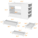 FUFU&GAGA Closet Island with Glass Top & 8 Drawers for Walk in Closet, Jewelry Display Cabinet Island with Glass Shelf, for Store Dressing Room Shop, 47.2”W x 23.6”D x 31.5”H FUFU&GAGA