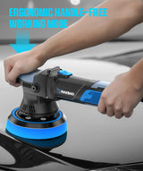 Car Buffer Polisher,900W 5& 6-inch Double Base Plate DA Buffer Polisher Kit with Random Orbital, 6 Variable Speed 2000-6400 RPM, Detachable Handle Buffer Polisher for Car Detailing/ Waxing/ Polishing RAYBAO