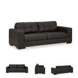 Signature Design by Ashley Luigi Modern Tufted Leather Match Sofa, Black Signature Design by Ashley