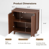 Fluted Cabinet with Storage, 2 Doors Sideboard Buffet, Mid Century Modern Accent Cabinet with Adjustable Shelves, Multifunctional Console Table with Storage for Living Room, Kitchen, Entryway FiveWillowise