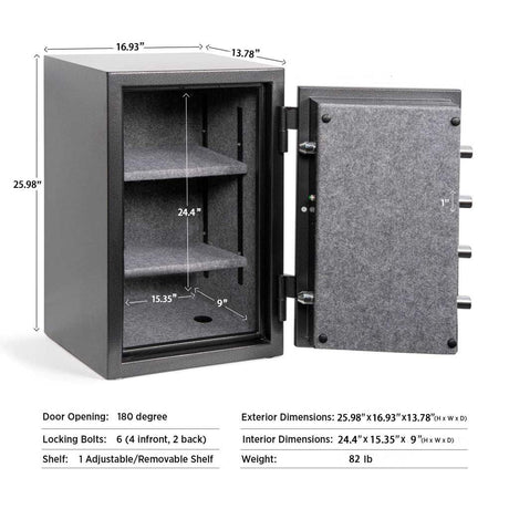 ISLANDSAFE 1200°F 40 Minutes Fireproof and Waterproof Safe Box, Digital Fire Proof Safe with 3 Spoke Detachable Handle, Personal safe for Home Office Money Gun (3.5 Cubic Feet Grey) ISLANDSAFE