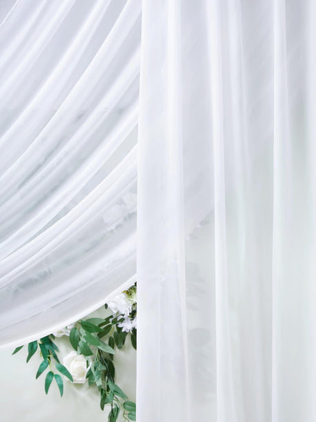 MoKoHouse White Wedding Arch Draping Fabric 3 Panels 27.5" x 18.3Ft Chiffon Fabric Drapery Sheer Backdrop Curtains for Party Ceremony Arch Stage Decorations MoKoHouse