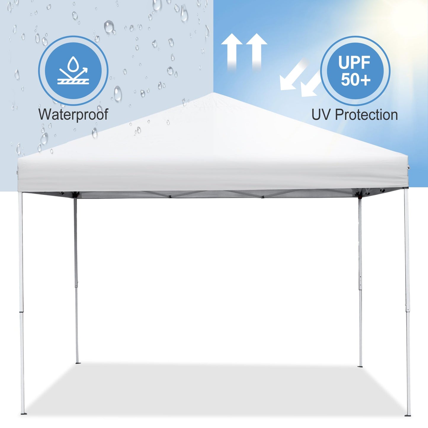 ZENY 10x10 Pop Up Canopy Tent Easy Set-up Outdoor Patio Canopy Adjustable Straight Leg Heights Instant Shelter with Wheeled Bag, Ropes