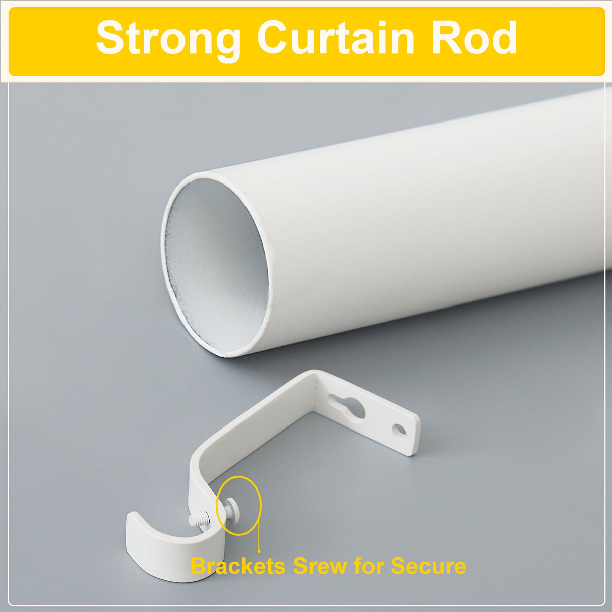 NICETOWN Curtain Rod with Wooden Taper Ends for Windows, 3/4 Inch Diameter 48-86 inches Long Drapery Window Curtain Rod Set, Modern Drapery Treatment Window Curtain Rod with Adjustable Design, White NICETOWN