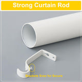 NICETOWN Curtain Rod with Wooden Taper Ends for Windows, 3/4 Inch Diameter 48-86 inches Long Drapery Window Curtain Rod Set, Modern Drapery Treatment Window Curtain Rod with Adjustable Design, White NICETOWN