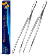 JETKONG 2 Pcs 12-Inch Kitchen Tweezers Fine Tweezer Tongs, Extra-Long Stainless Steel Cooking Tweezers (Silver) JETKONG