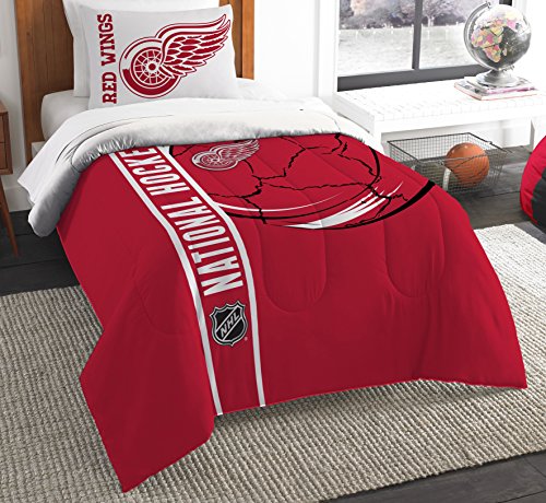 Northwest NHL Detroit Red Wings Unisex-Adult Comforter and Sham Set, Twin, Draft Northwest