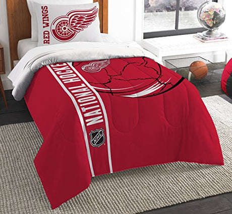 Northwest NHL Detroit Red Wings Unisex-Adult Comforter and Sham Set, Twin, Draft Northwest