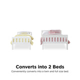 DHP Airlie Twin over Full Bunk Bed, White, Wood Construction, Converts to Twin/Full, 4-Step Ladder, Guard Rails DHP