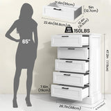 ZLWJGY White Dresser for Bedroom, Wood Dresser with 5 Drawers, Chest of Drawer for Bedroom Living Room Entryway Hallway, Modern Farmhouse Style Black Handles 47" Tall ZLWJGY