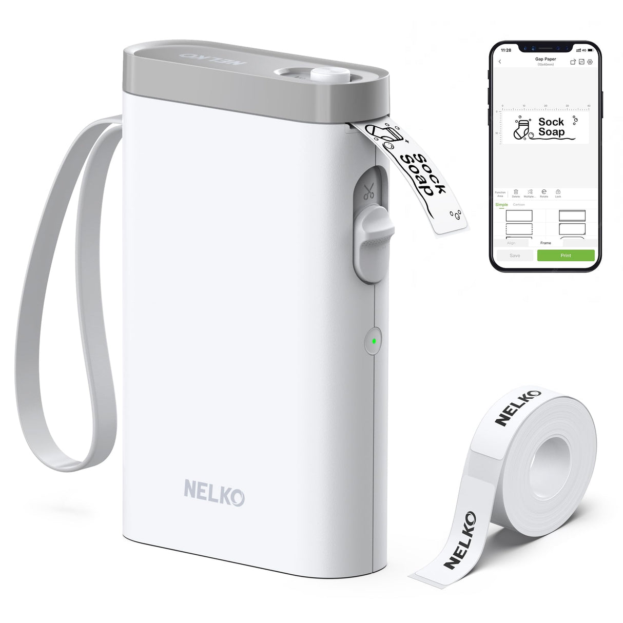 Nelko Label Maker Machine with Tape, P21 Bluetooth Label Printer, Wireless Mini Label Makers with Multiple Templates for Organizing Office Home, White, 1 Pack Nelko
