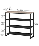 HOOBRO Shoe Rack, 4 Tier Shoe Storage Organizer with 3 Oxford Fabric Shelves and Top Panel, Holds 12-16 Pairs of Shoes for Entryway and Closet, Industrial, Greige BG47XJ01G1 HOOBRO