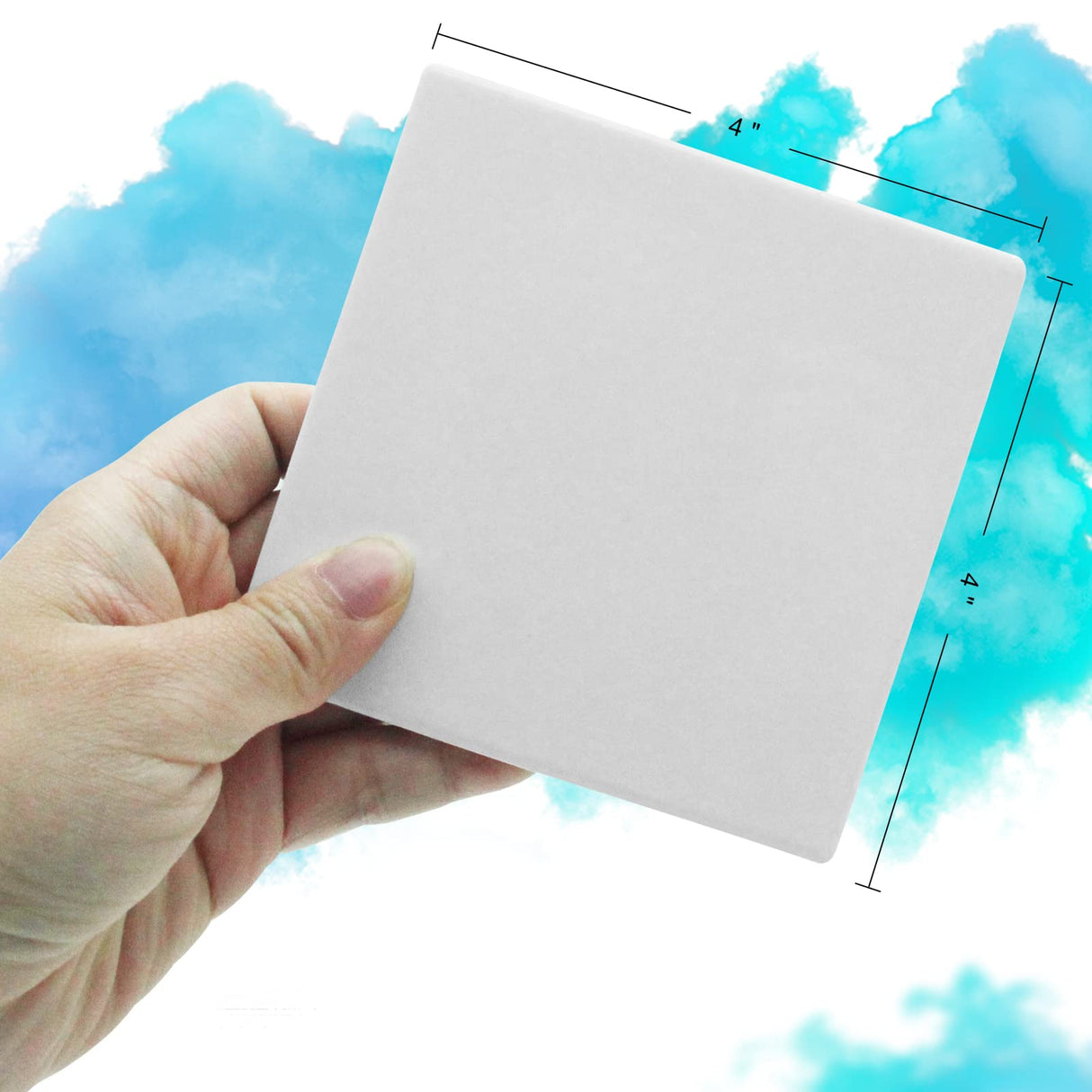 48 Pack Sublimation Blanks Coasters Bulk, 4 Inch Glossy White Glazed Ceramic Tiles Bulk with Cork Backing Pads, Heat Transfer Cup Mat for DIY Crafts Home Kitchen Decor (Square 48PCS) Geemax