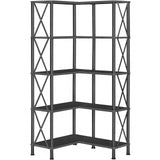 HOOBRO Corner Bookshelf, 5-Tier L-Shaped Bookcase, Industrial Open Display Shelf Tall Storage Organizer, Vertical Storage Rack, for Living Room, Home Office, Black BB60SJ01 HOOBRO