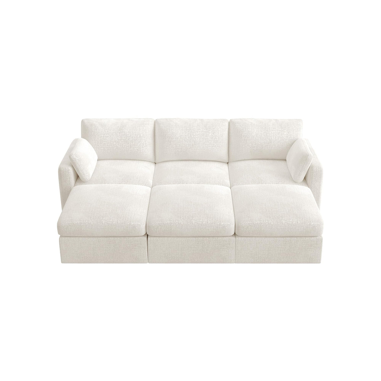 HONBAY Modular Sectional Sofa, Sectional Couch with Storage Seats, Chenille Sectional Couches for Living Room, Beige HONBAY
