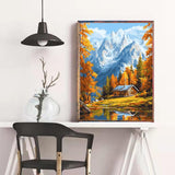 Diamond Art Kits for Adults, Autumn Snow Mountain Diamond Painting Kits for Adults 5D DIY Full Drill Diamond Dots for Gift Wall Decor and Relaxation Gem Arts 12x16 inch Eiazuiks