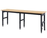 Albott 96x24 Adjustable Workbench, 28.7-38.6" Height, Rubber Wood Top, Heavy-Duty Design with Power Outlets & Hooks, 5000 LB Capacity for Garage, Workshop, Home, or Office Albott