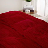 Red Throw Blanket 50"×60" inches Gifts for Mom Fuzzy 3D Jacquard Decorative Flannel Fleece Super Soft Plush Cozy Blanket for Couch Sofa Chair Lightweight Puncuntex