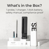 MEATER SE: Smart Bluetooth Meat Thermometer | Long Wireless Range | for Oven, Grill, Kitchen, BBQ, Smoker, Air Fryer | Step-by-Step Recipes in App | Dual Sensors | Black Charger [2024 Release] MEATER