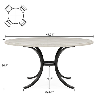 Tribesigns Round Conference Table, 47" Small Meeting Table with Wooden Texture Surface, Circle Business Seminar Table, Breakroom Table, Reception Negotiation for Office (Light Grey)