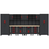 HPDMC Garage Storage Cabinet System - 2 * 6-Pcs Workshop Set with Steel Cabinet Drawers, Rolling Chest, Workbench, Pegboard for Tool Organization HPDMC