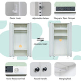 YEEZER Metal Wardrobe, Storage Cabinet with Hanging Rod，Armoire with Magnetic Door and 2 Freely Adjustable Shelves 74" H x 31.5" W x 20" D (White) YEEZER