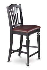 East West Furniture CHEL9-BLK-LC 9 Piece Counter Height Dining Set Includes a Square Kitchen Table with Butterfly Leaf and 8 Faux Leather Dining Room Chairs, 54x54 Inch, Black & Cherry East West Furniture
