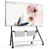 FITUEYES Design Mobile TV Stand for 65 75 78 88 Inch TV, TV Cart Floor Stand with Mount for LCD/LED Flat Curved Screens, Modern Corner TV Stand with Wooden Storage Shelves, Collector Series FITUEYES