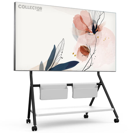 FITUEYES Design Mobile TV Stand for 65 75 78 88 Inch TV, TV Cart Floor Stand with Mount for LCD/LED Flat Curved Screens, Modern Corner TV Stand with Wooden Storage Shelves, Collector Series FITUEYES