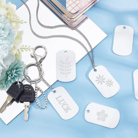 BENECREAT 25pcs Sublimation Aluminum Blank, Rectangle Aluminum Stamping Tag Blank Dog Tag Double Sided Transfer Tags for DIY Keychains, Pets Tags Project, 2x1" BENECREAT