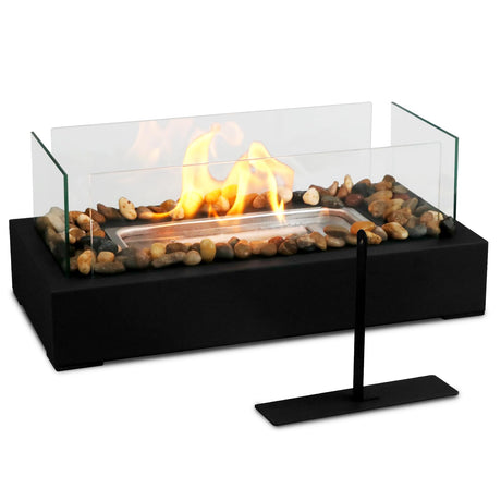 KORNIFUL Tabletop Fire Pit - Safer Stainless Steel Small Table Fireplace with Cobblestone for Dinner Parties, Smores Maker - Indoor/Outdoor Portable Mini Table Top Firepit - Housewarming Gift KORNIFUL